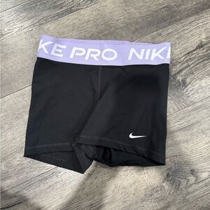 Nike Pro Black Shorts with Lavender Waistband